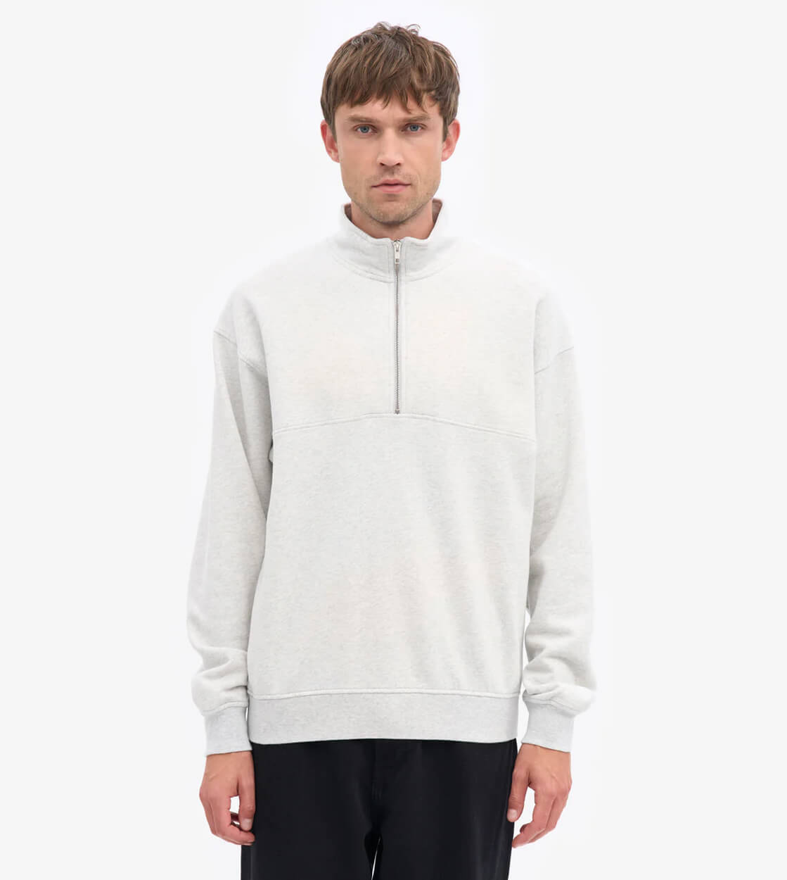Colorful Standard Half Zip Sweater CS 1014 grey snow melange