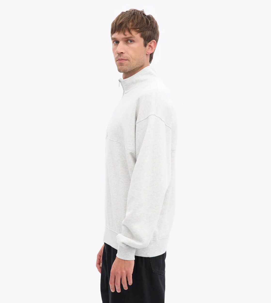 Colorful Standard Half Zip Sweater CS 1014 grey snow melange
