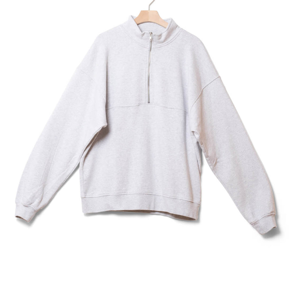 Colorful Standard Half Zip Sweater CS 1014 grey snow melange