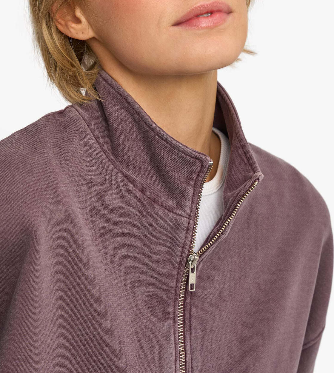 Colorful Standard Half Zip Sweater CS 1014 purple faded grape