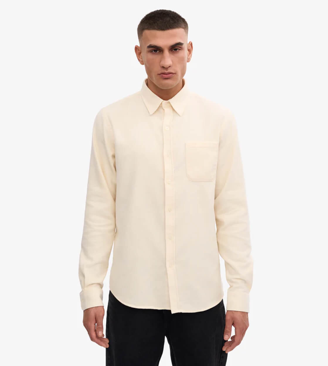 Colorful Standard Shirt Flannel CS 4006 beige white ivory