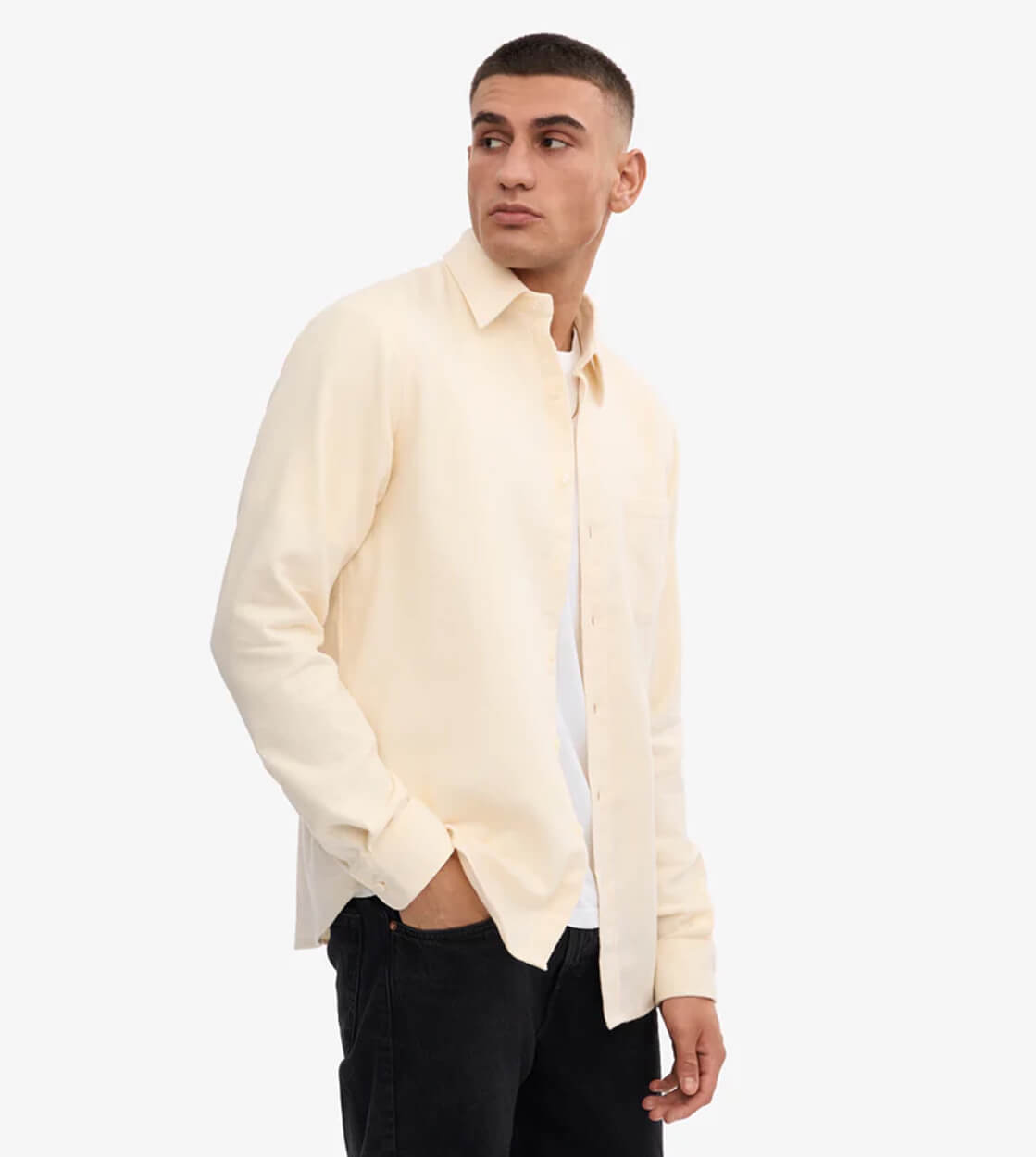Colorful Standard Shirt Flannel CS 4006 beige white ivory