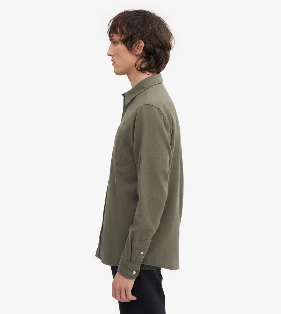 Colorful Standard Shirt Flannel CS 4006 green dusty olive