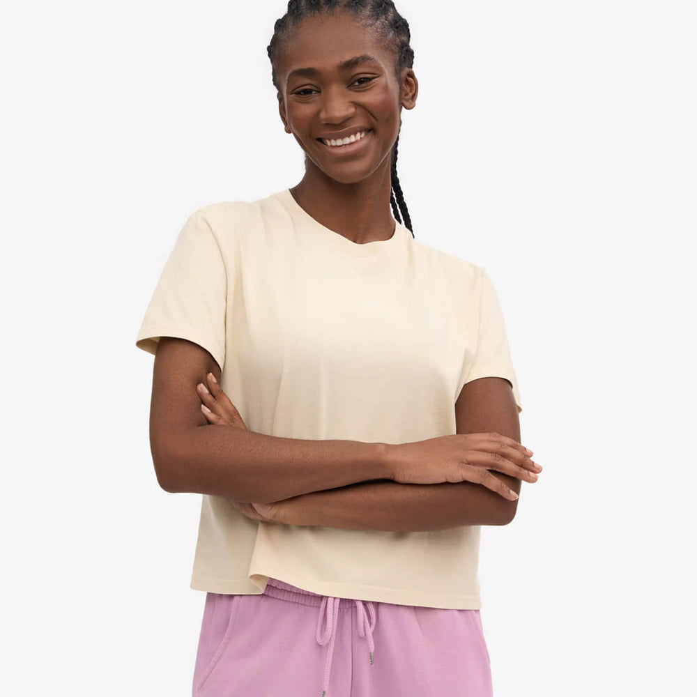 Colorful Standard W T-Shirt Boxy Crop CS2057 beige ivory white