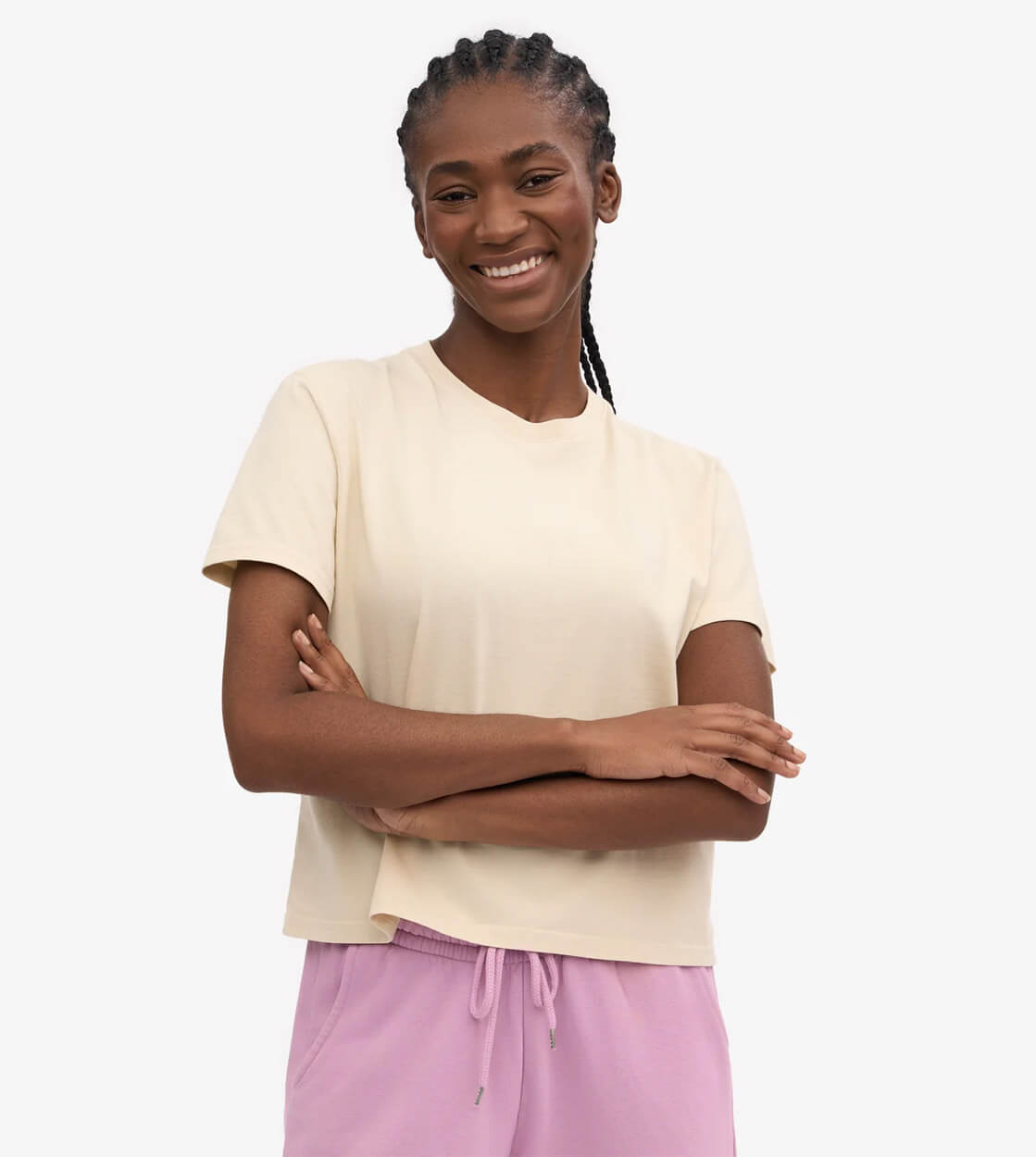 Colorful Standard W T-Shirt Boxy Crop CS2057 beige ivory white
