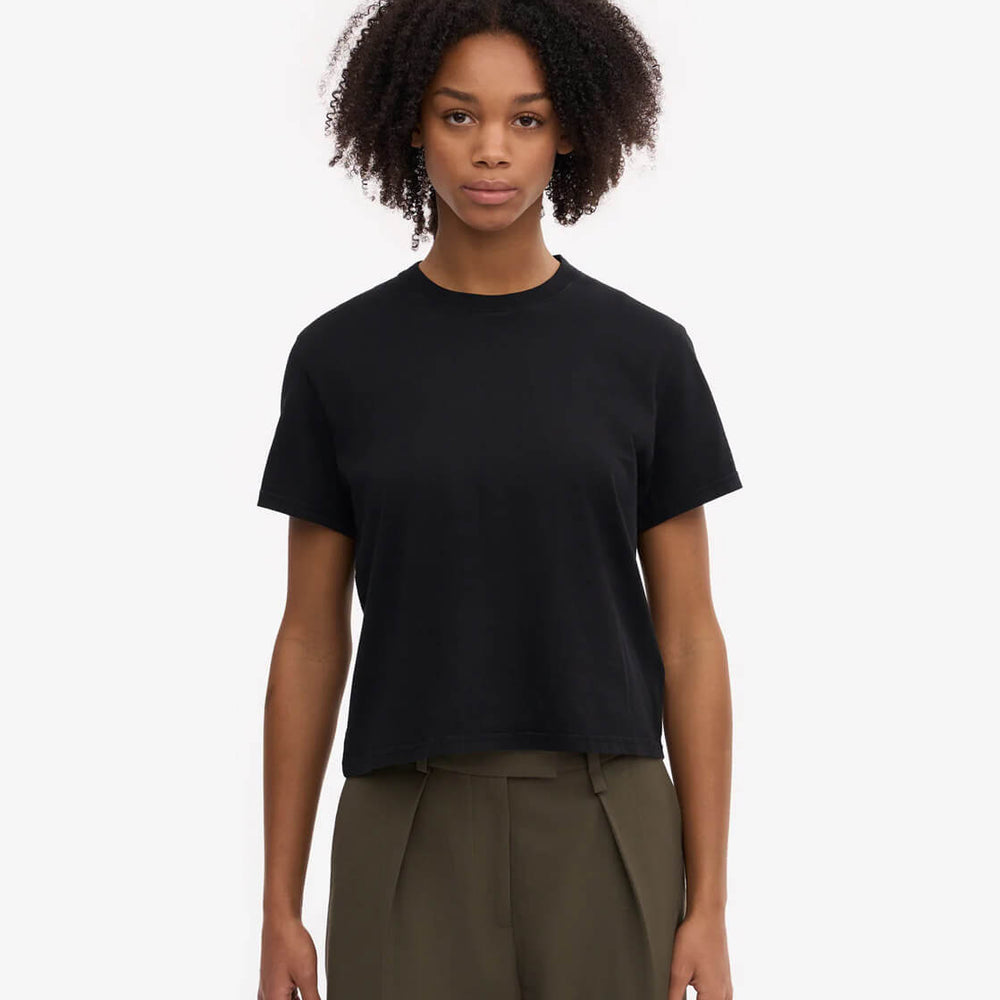 Colorful Standard W T-Shirt Boxy Crop CS2057 black deep