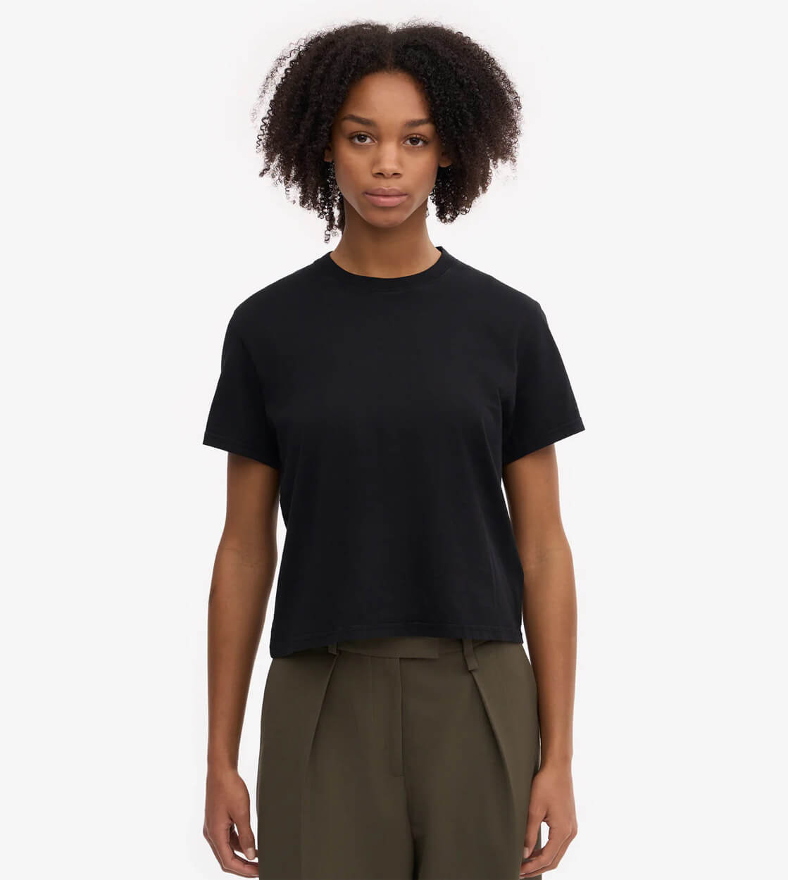 Colorful Standard W T-Shirt Boxy Crop CS2057 black deep