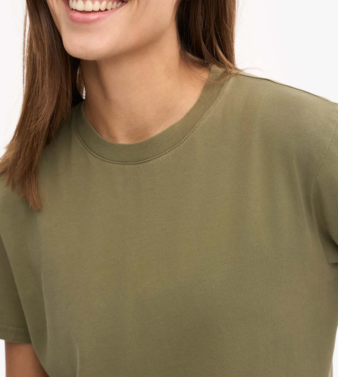 Colorful Standard W T-Shirt Boxy Crop CS2057 green dusty olive