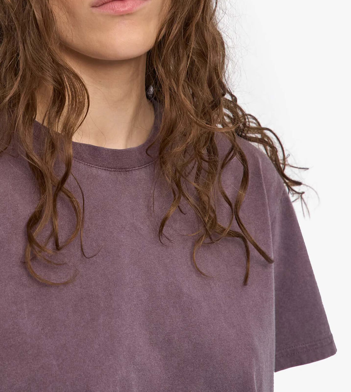 Colorful Standard W T-Shirt Boxy Crop CS2057 purple faded grape