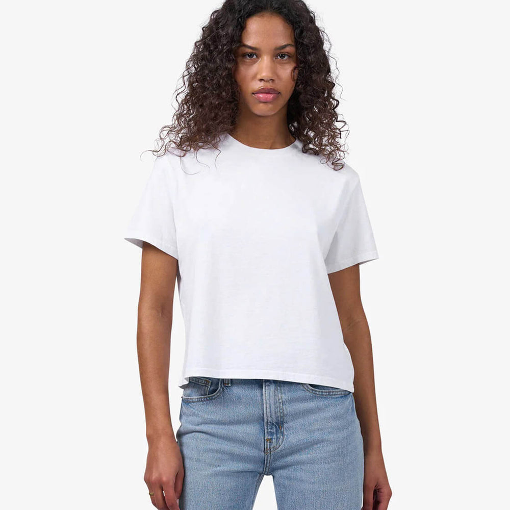 Colorful Standard W T-Shirt Boxy Crop CS2057 white optical