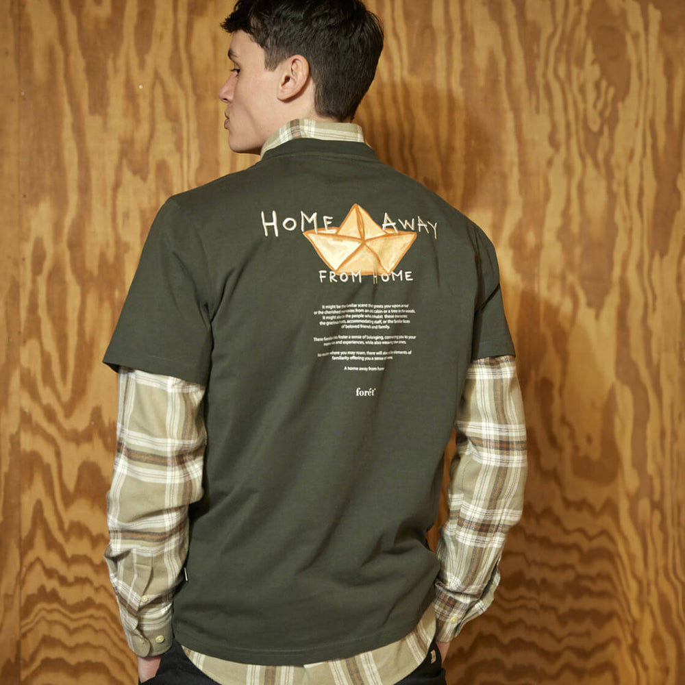Foret T-Shirt Abode Embroidery green dark moss/cloud