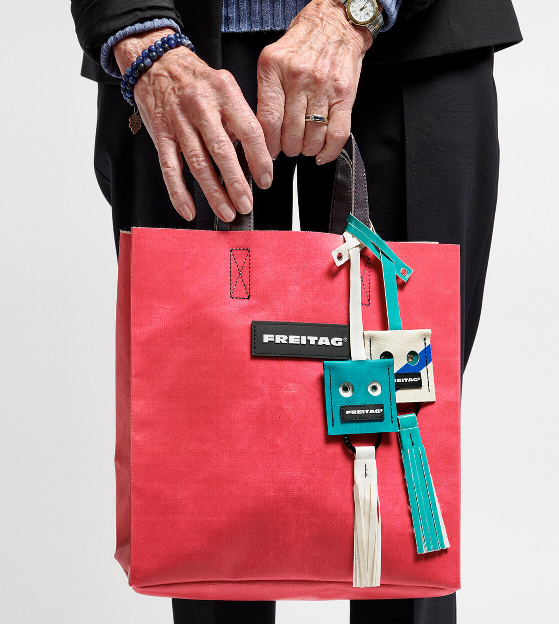 Freitag Keyholder and Charm Face blue/white/grey