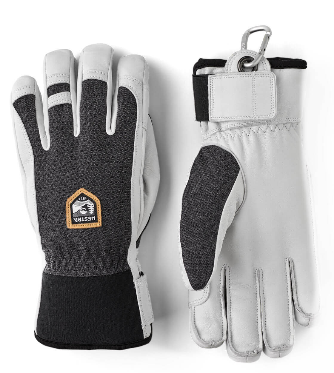 Hestra Gloves Army Leather Patrol 5 Finger grey charcoal/black/white