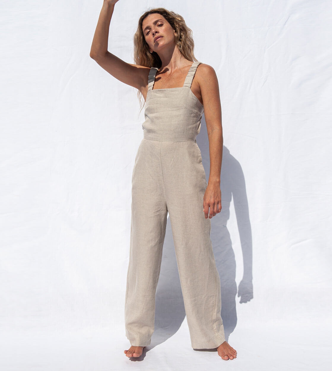 Jungle Folk W Jumpsuit June Linen beige flax