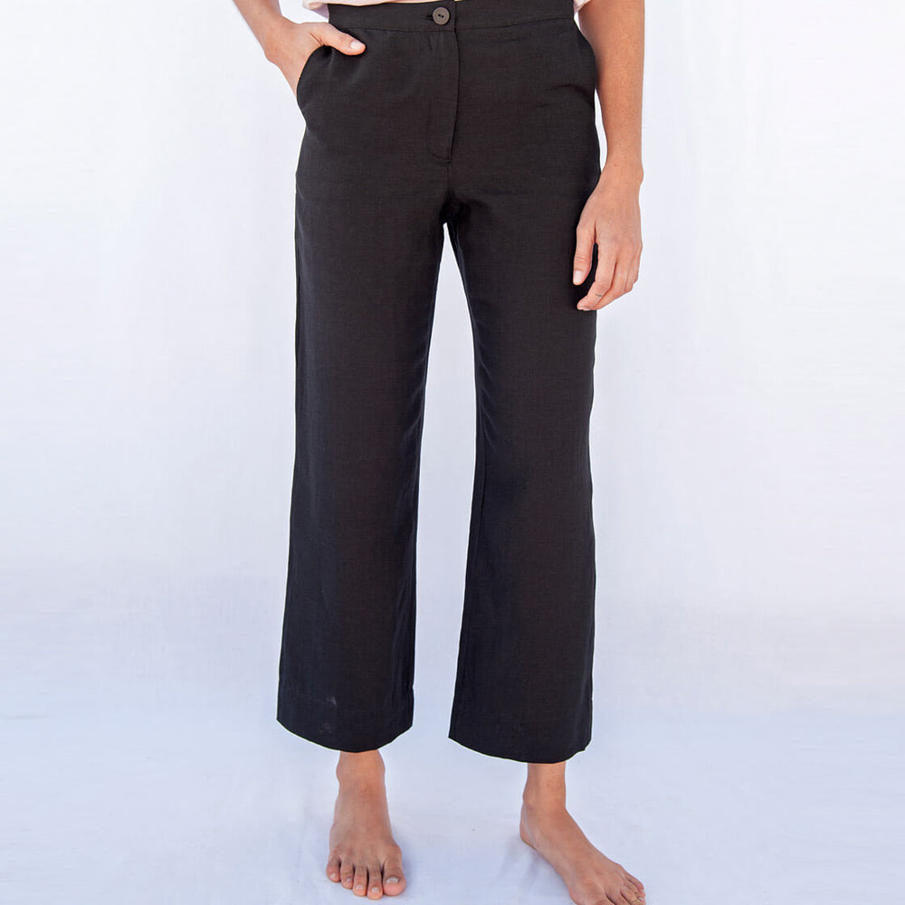 Jungle Folk W Pants Olivia Linen black