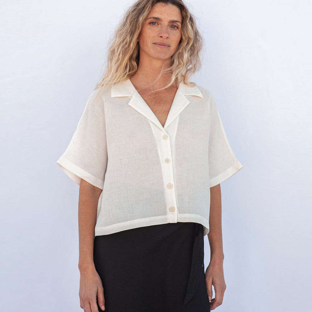 Jungle Folk W Shirt Elise Linen white ecru