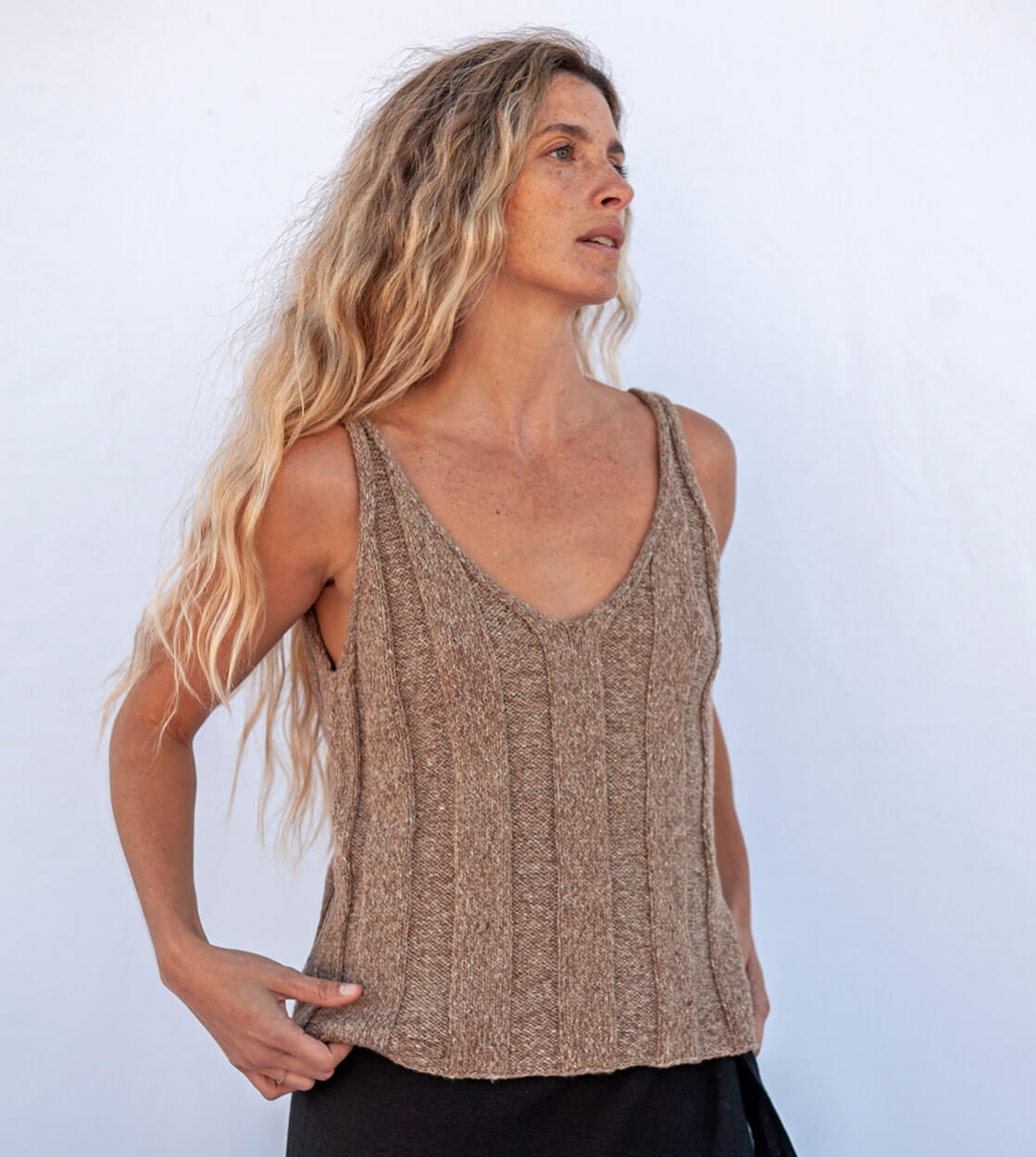 Jungle Folk W Top Andes Babyalpaca and Pima Cotton brown mocca