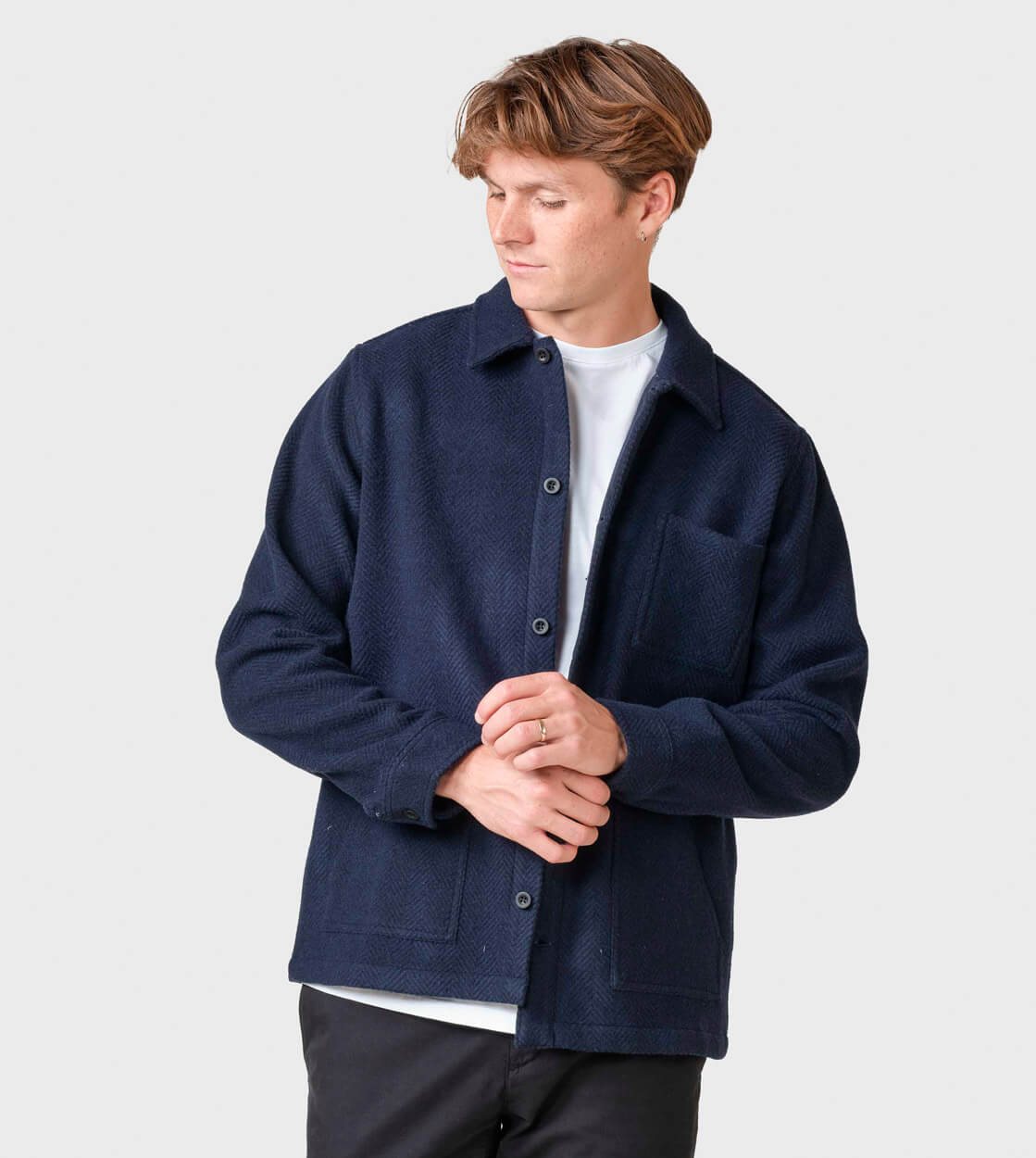 Klitmoller Jacket Hans Herringbone blue navy/black