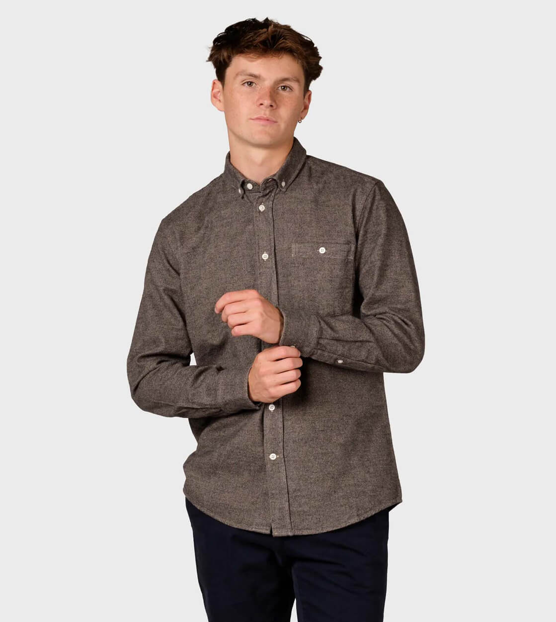 Klitmoller Shirt Benjamin Lumber brown sand overdye