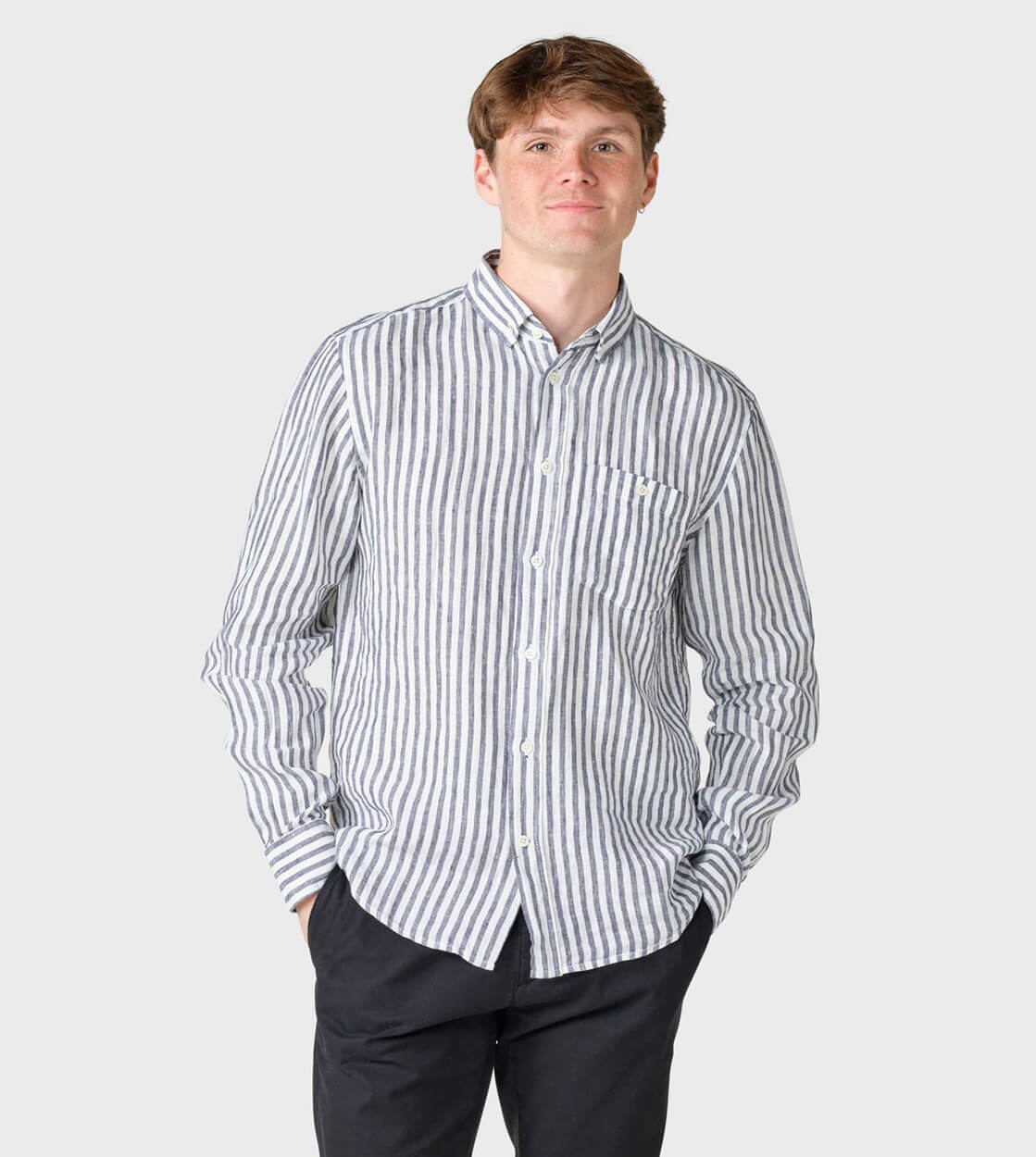 Klitmoller Shirt Dennis Striped white cream/navy