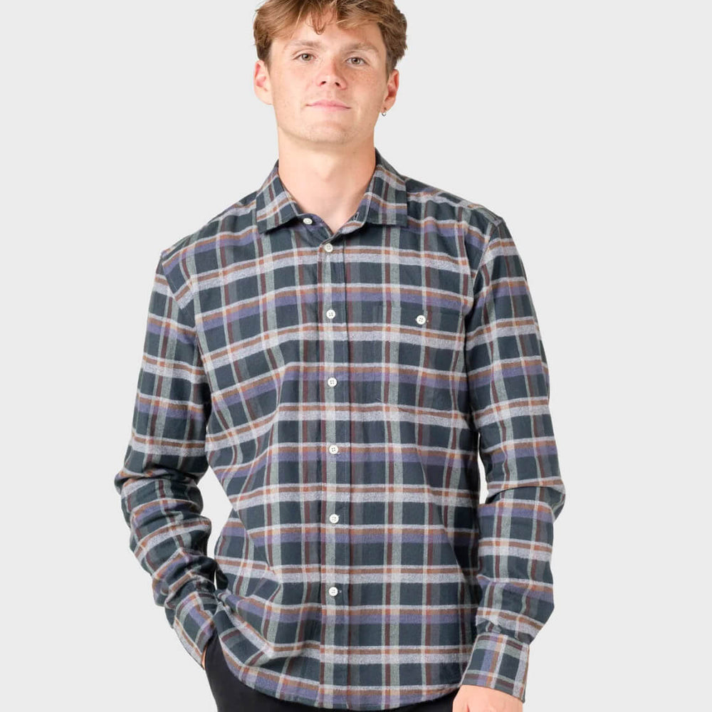Klitmoller Shirt Eddie green moss/grey/navy