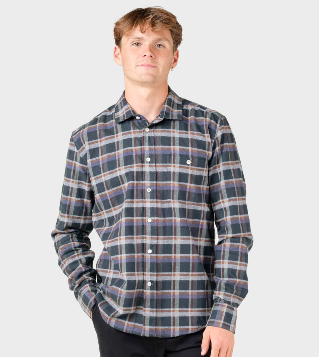 Klitmoller Shirt Eddie green moss/grey/navy