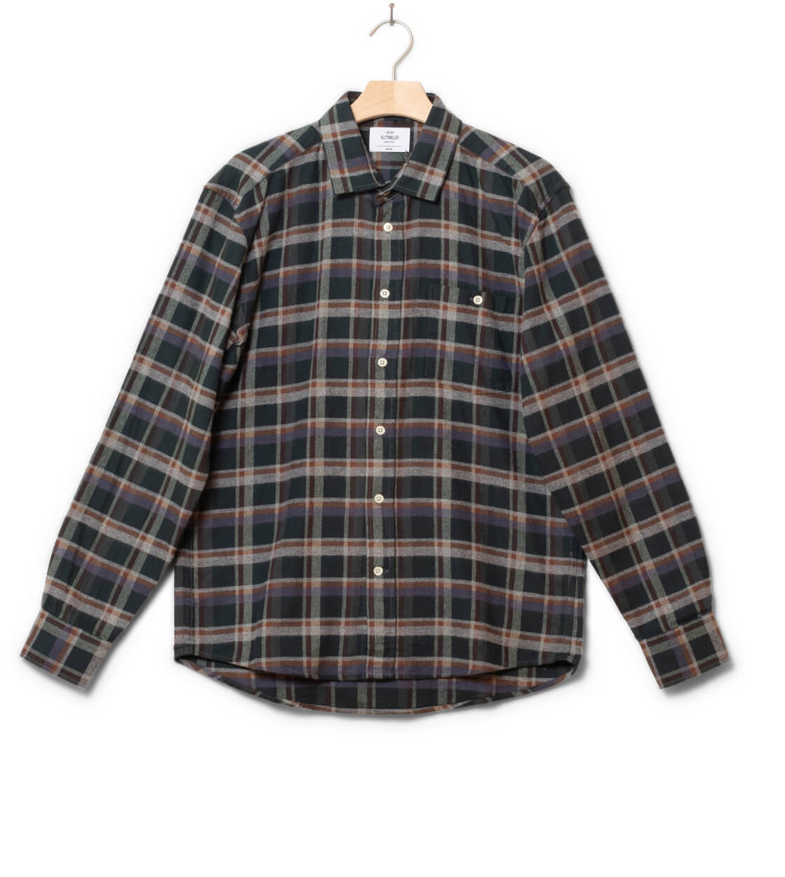 Klitmoller Shirt Eddie green moss/grey/navy