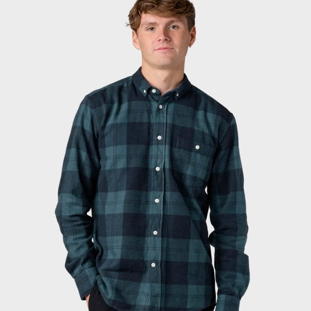Klitmoller Shirt Nikolaj green moss/black