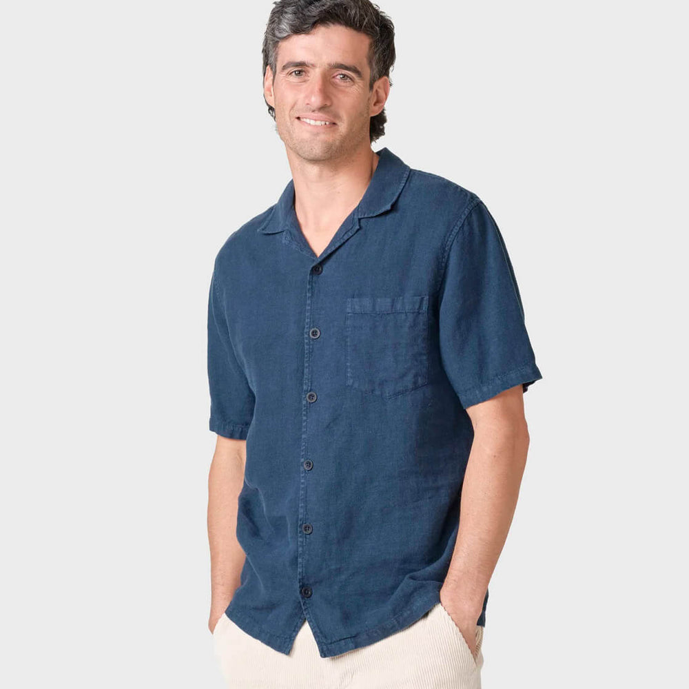 Klitmoller Shirt SS Birger Linen blue navy