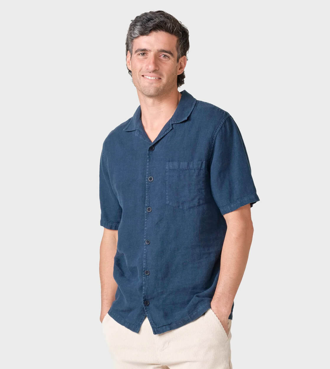 Klitmoller Shirt SS Birger Linen blue navy