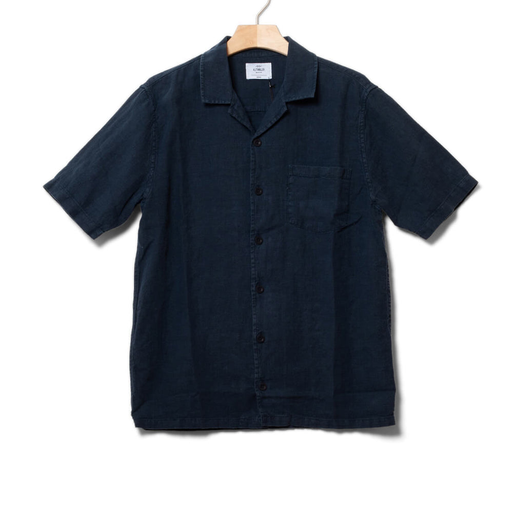 Klitmoller Shirt SS Birger Linen blue navy