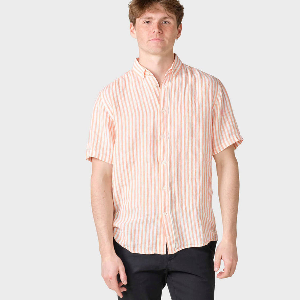 Klitmoller Shirt SS Dennis Striped white cream/mandarin