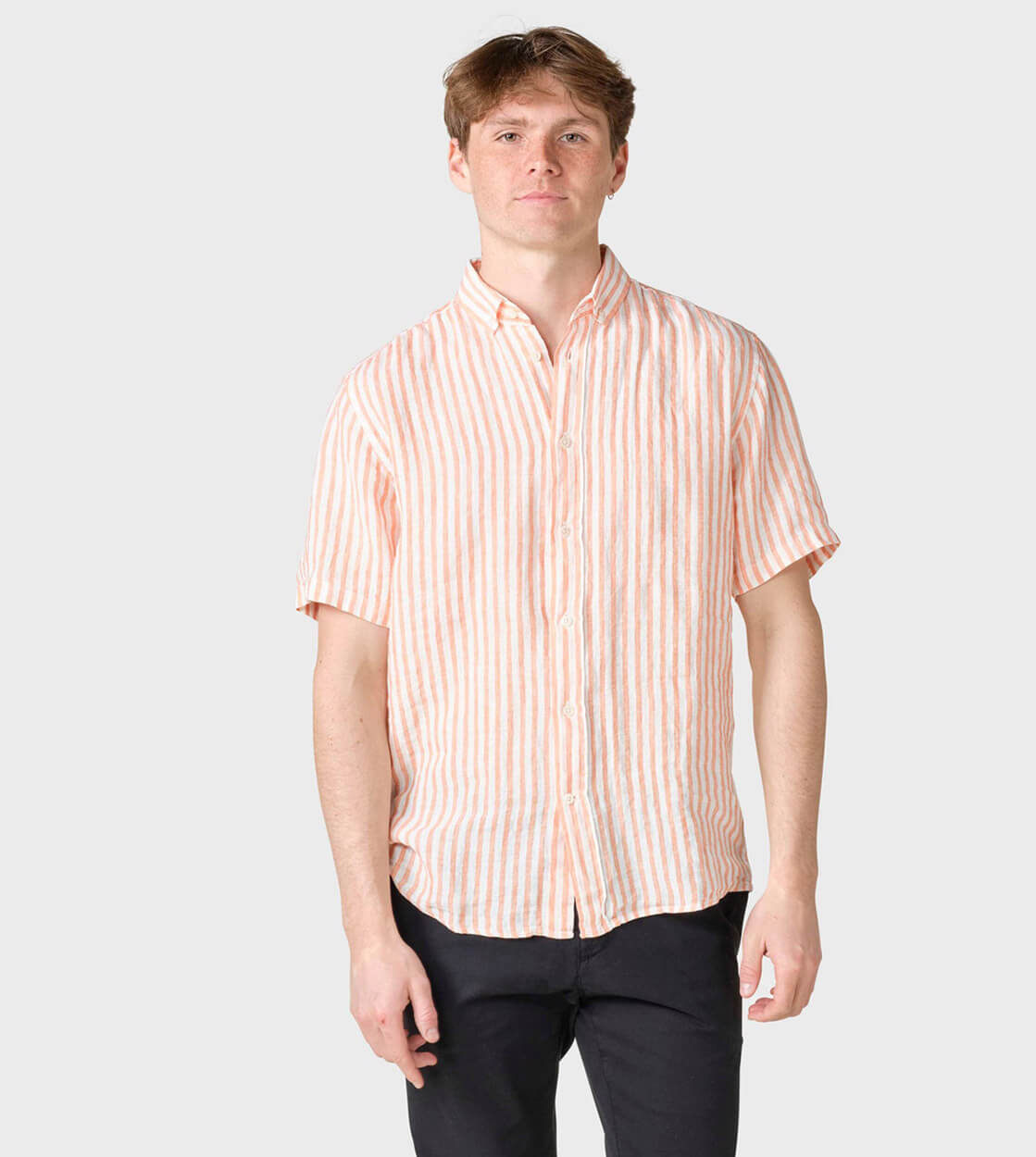 Klitmoller Shirt SS Dennis Striped white cream/mandarin