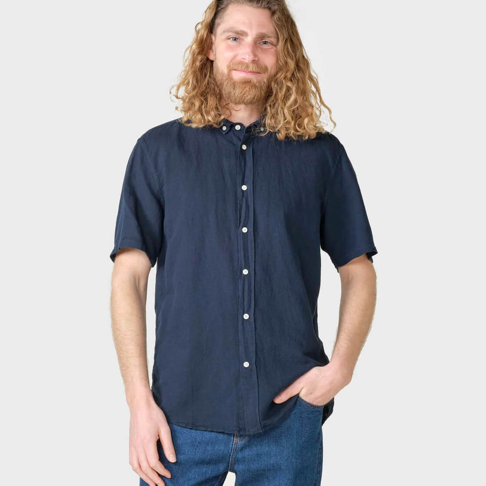 Klitmoller Shirt SS Mikkel Linen blue ocean