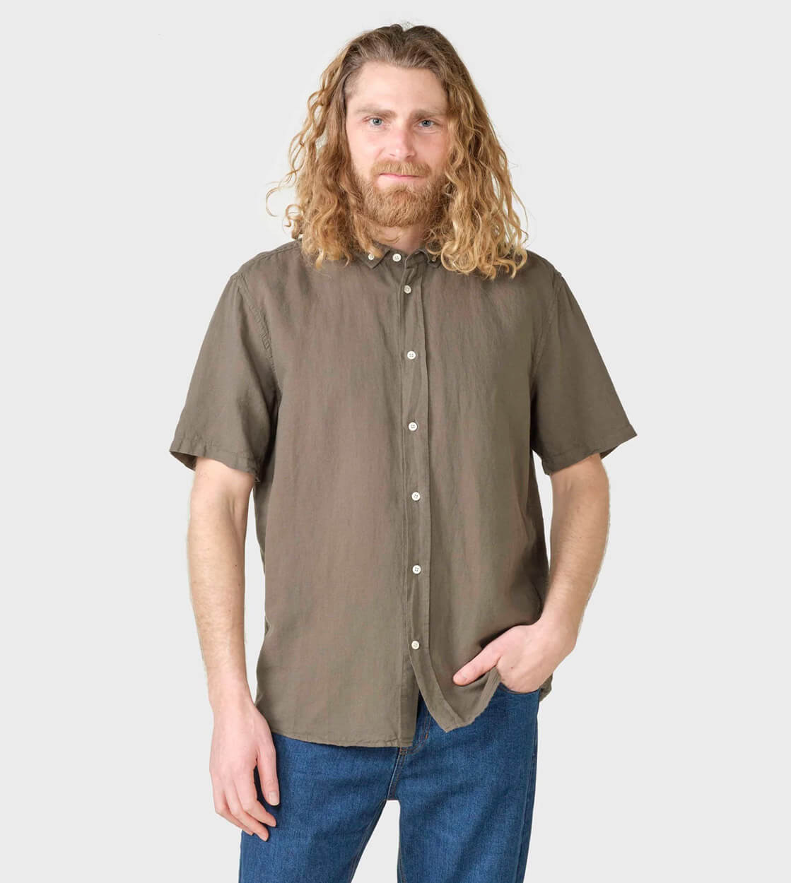 Klitmoller Shirt SS Mikkel Linen brown taupe