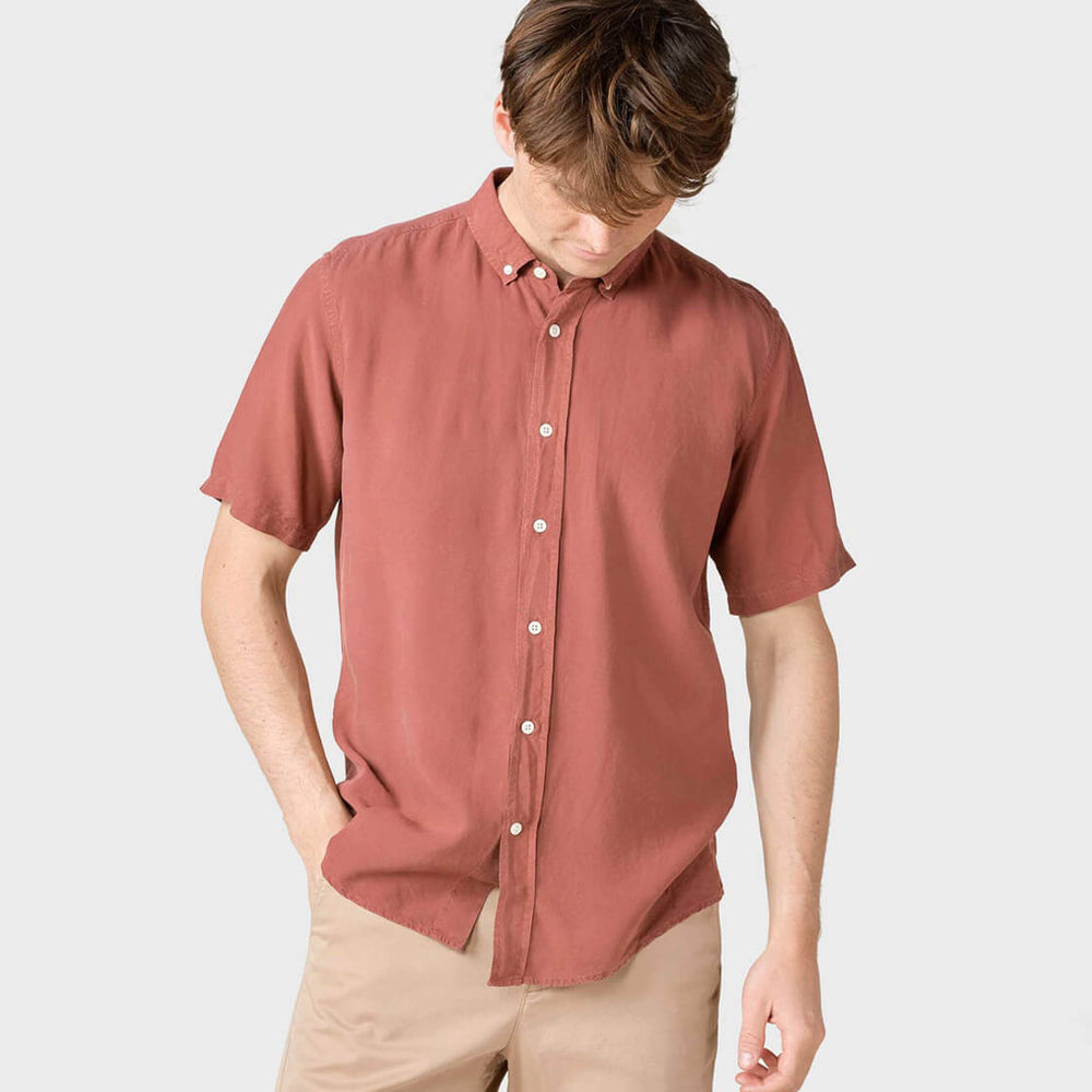 Klitmoller Shirt SS Mikkel Lyocell red terracotta