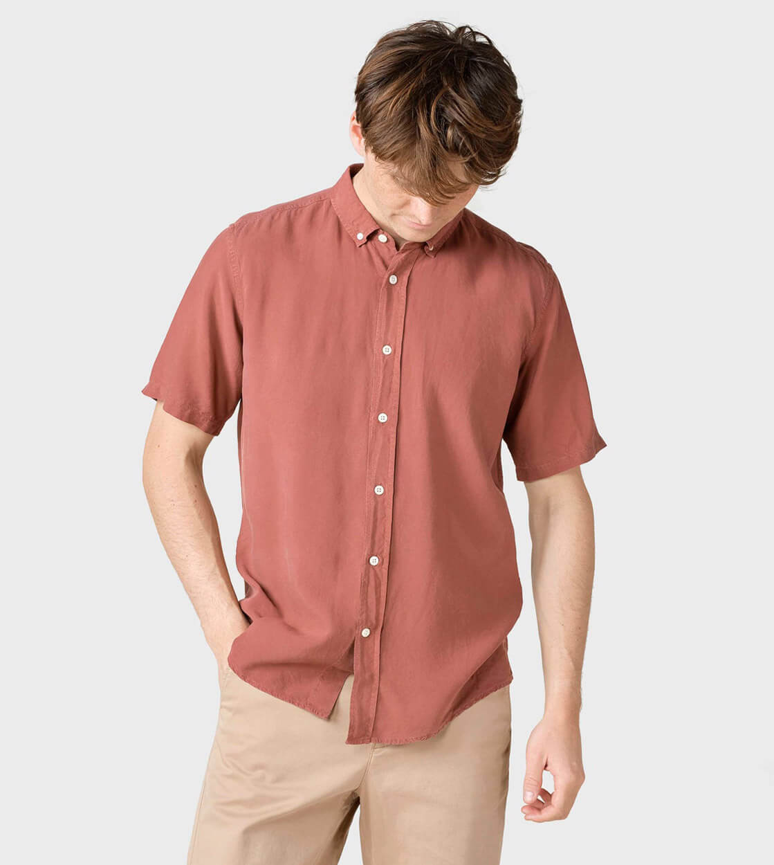 Klitmoller Shirt SS Mikkel Lyocell red terracotta