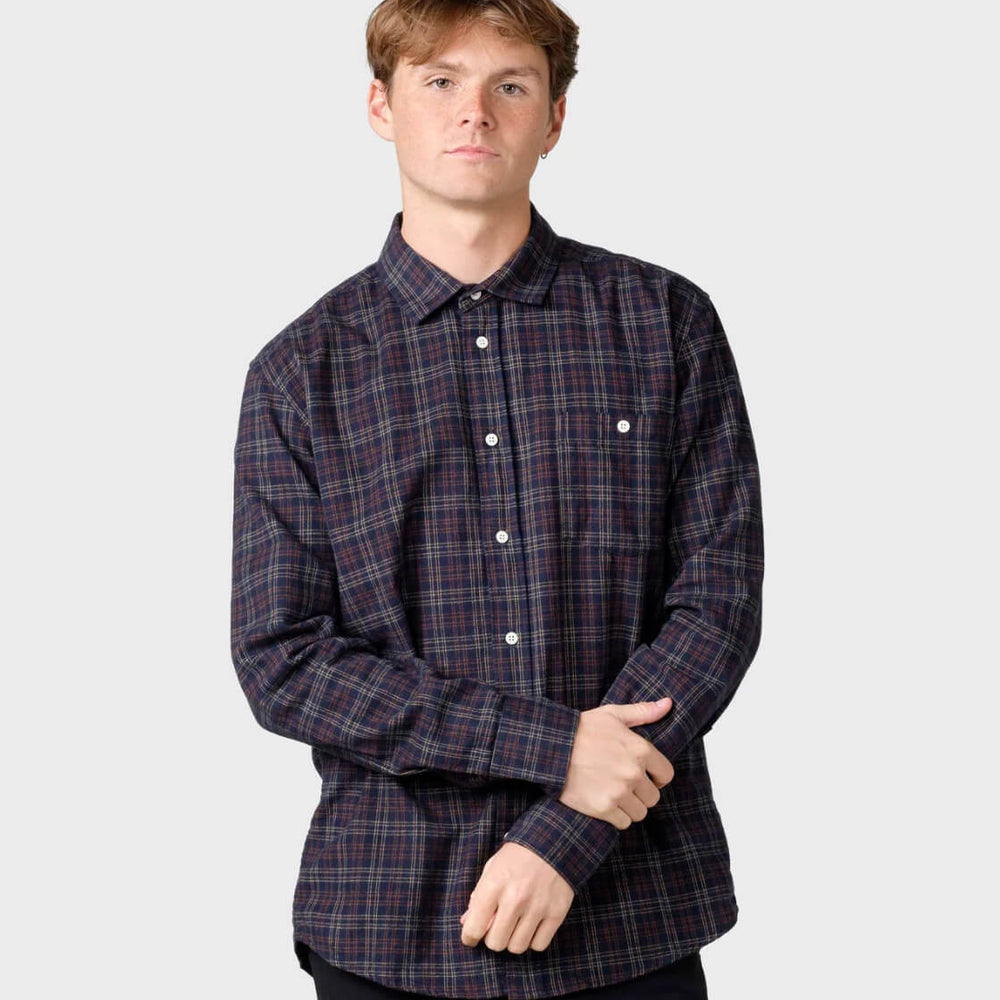 Klitmoller Shirt Thor blue navy/sand/brown check