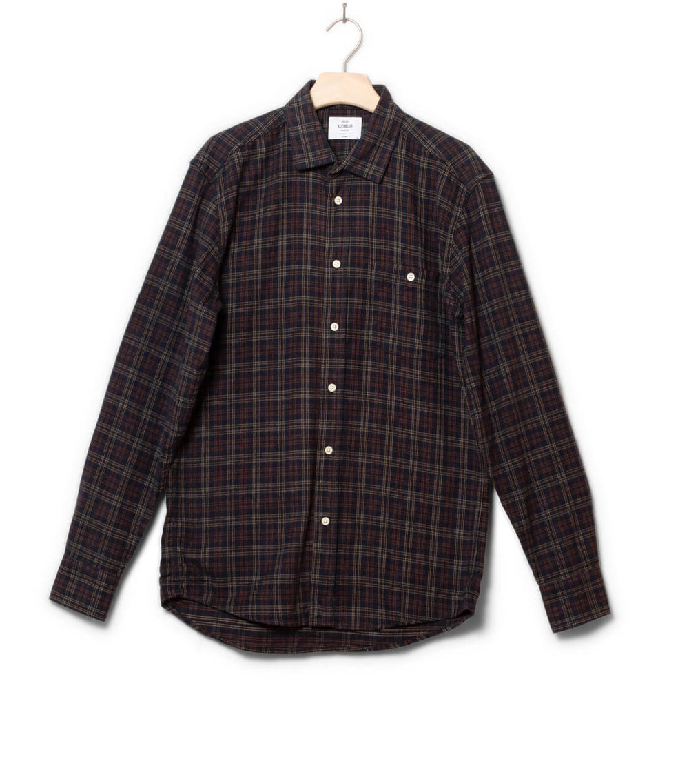 Klitmoller Shirt Thor blue navy/sand/brown check