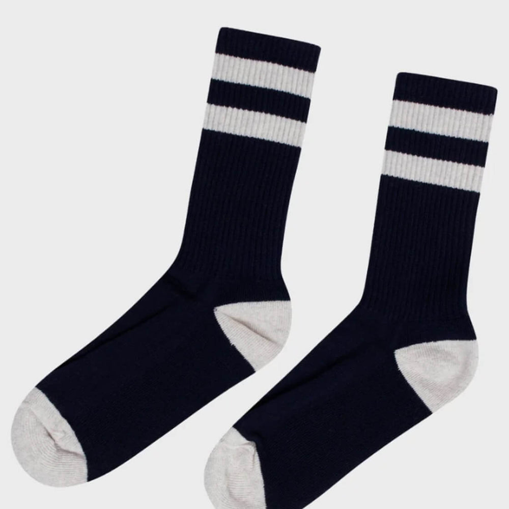 Klitmoller Socks Striped Merino blue navy/pastel grey