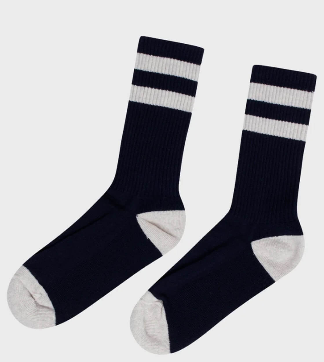 Klitmoller Socks Striped Merino blue navy/pastel grey