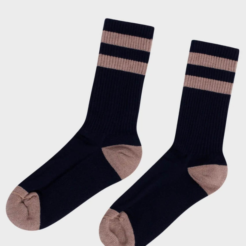Klitmoller Socks Striped Merino blue navy/sand