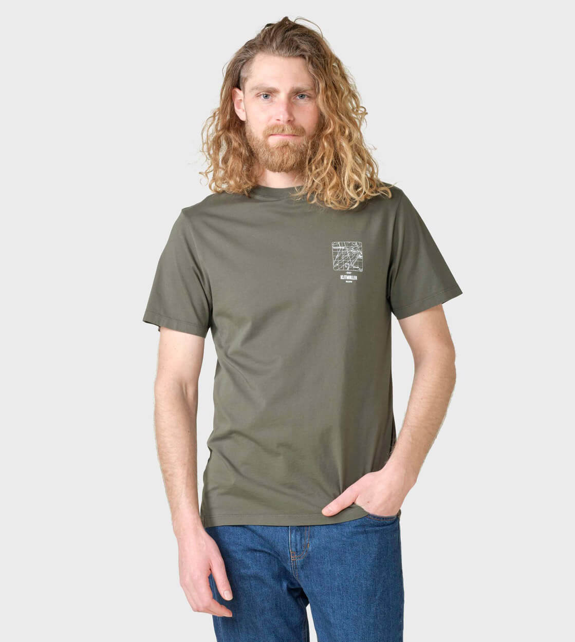 Klitmoller T-Shirt Ryan green olive/cream