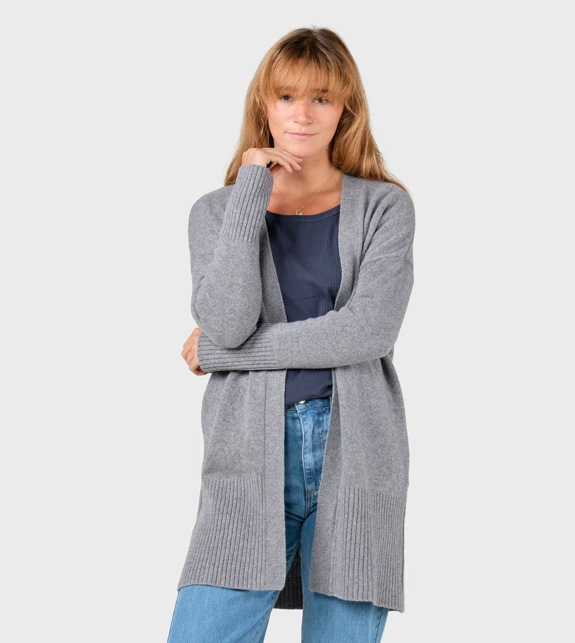 Klitmoller W Cardigan Rosemarie grey light