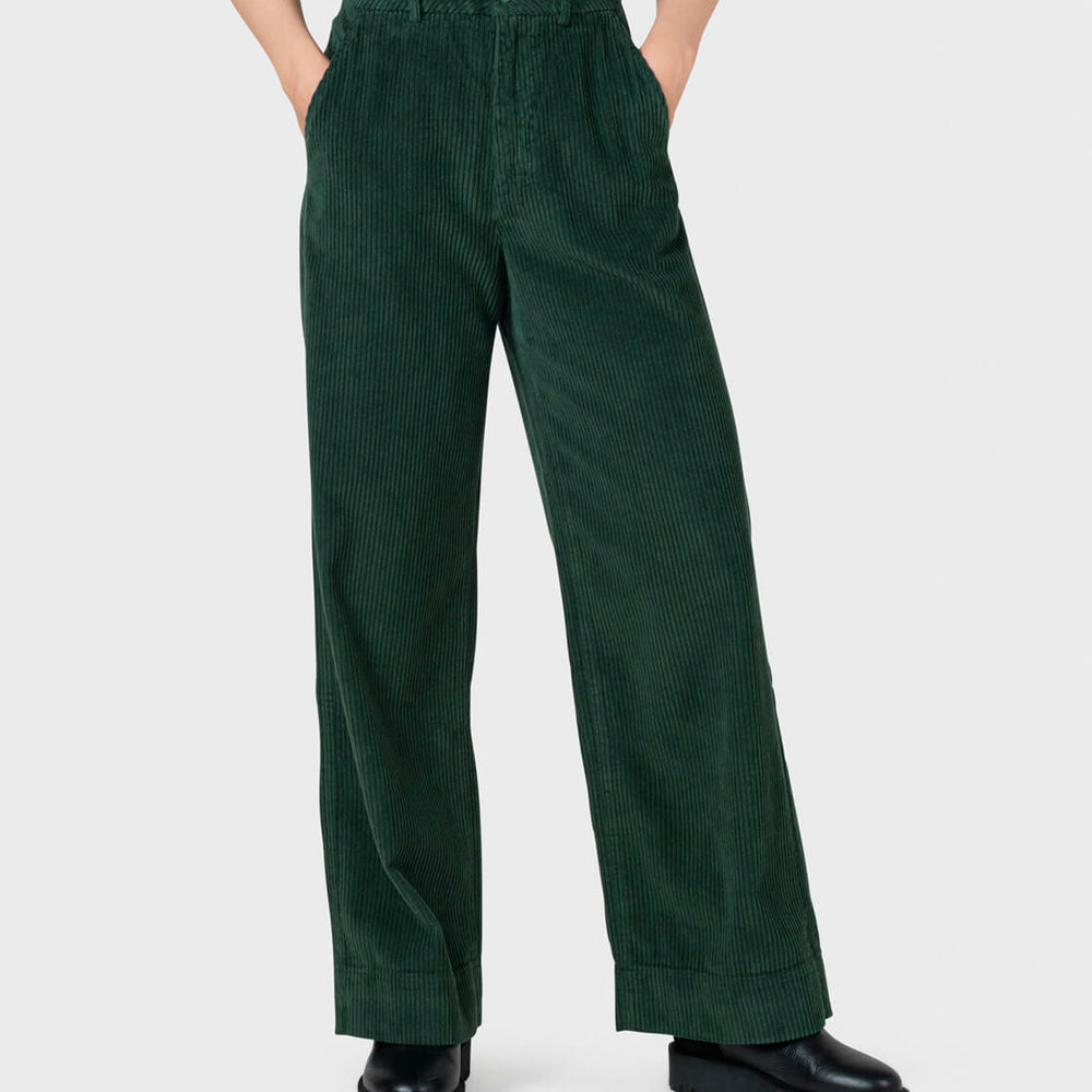 Klitmoller W Pants Lydia Jumbo Corduroy green moss