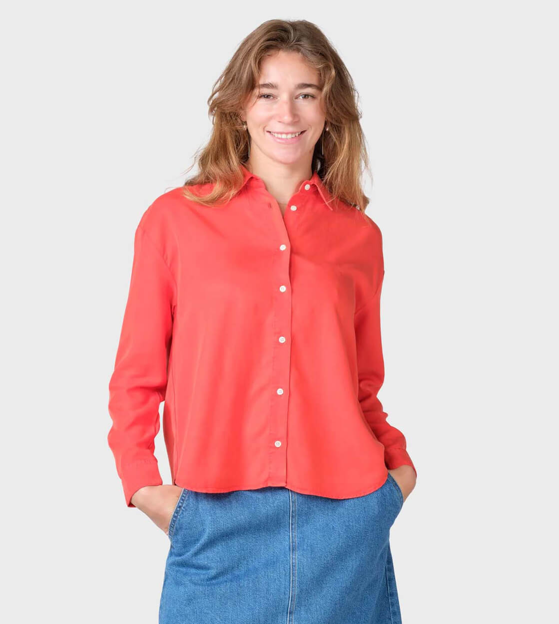 Klitmoller W Shirt Ofelia Short Lyocell red