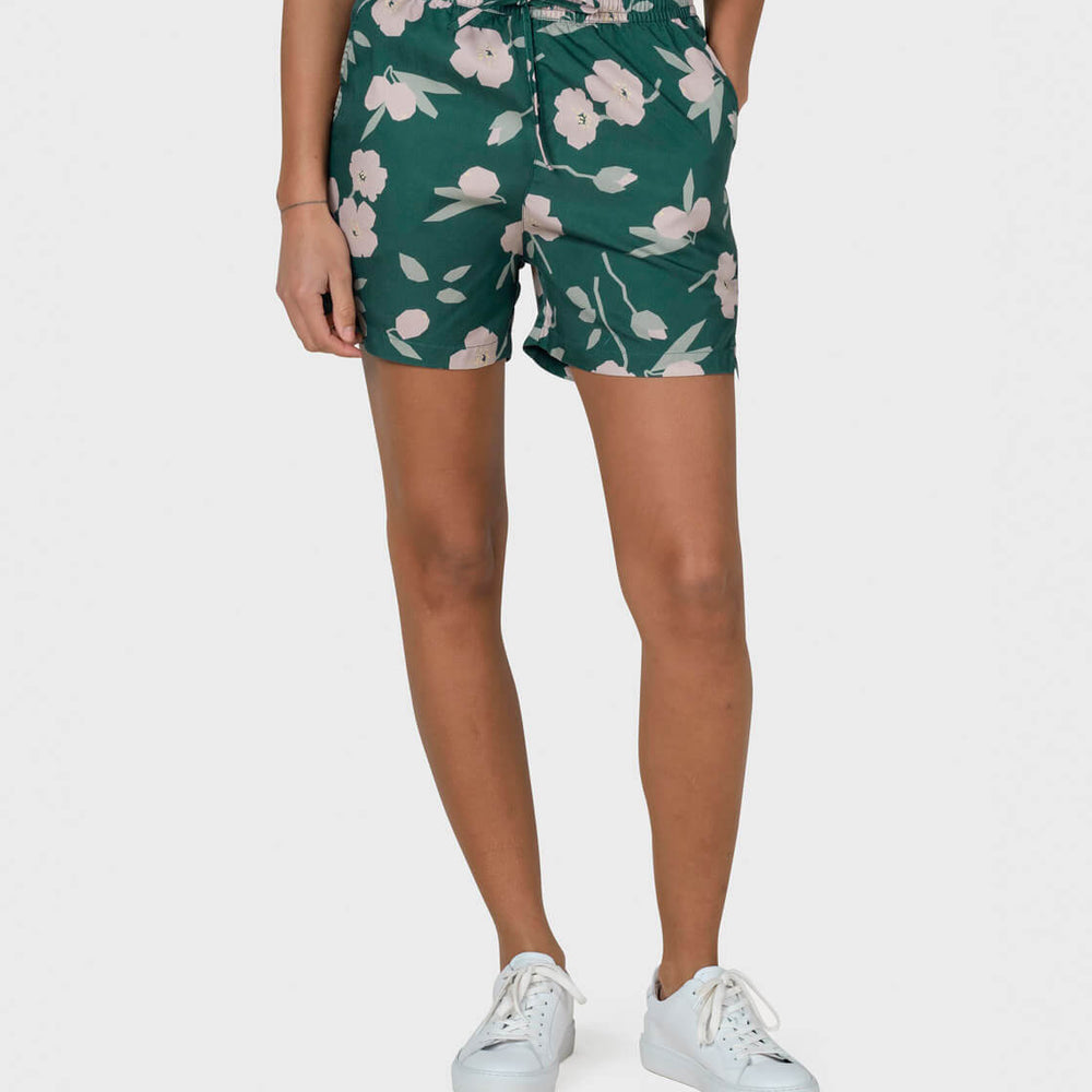 Klitmoller W Shorts Miriam green moss bottom/sage/rose flowers