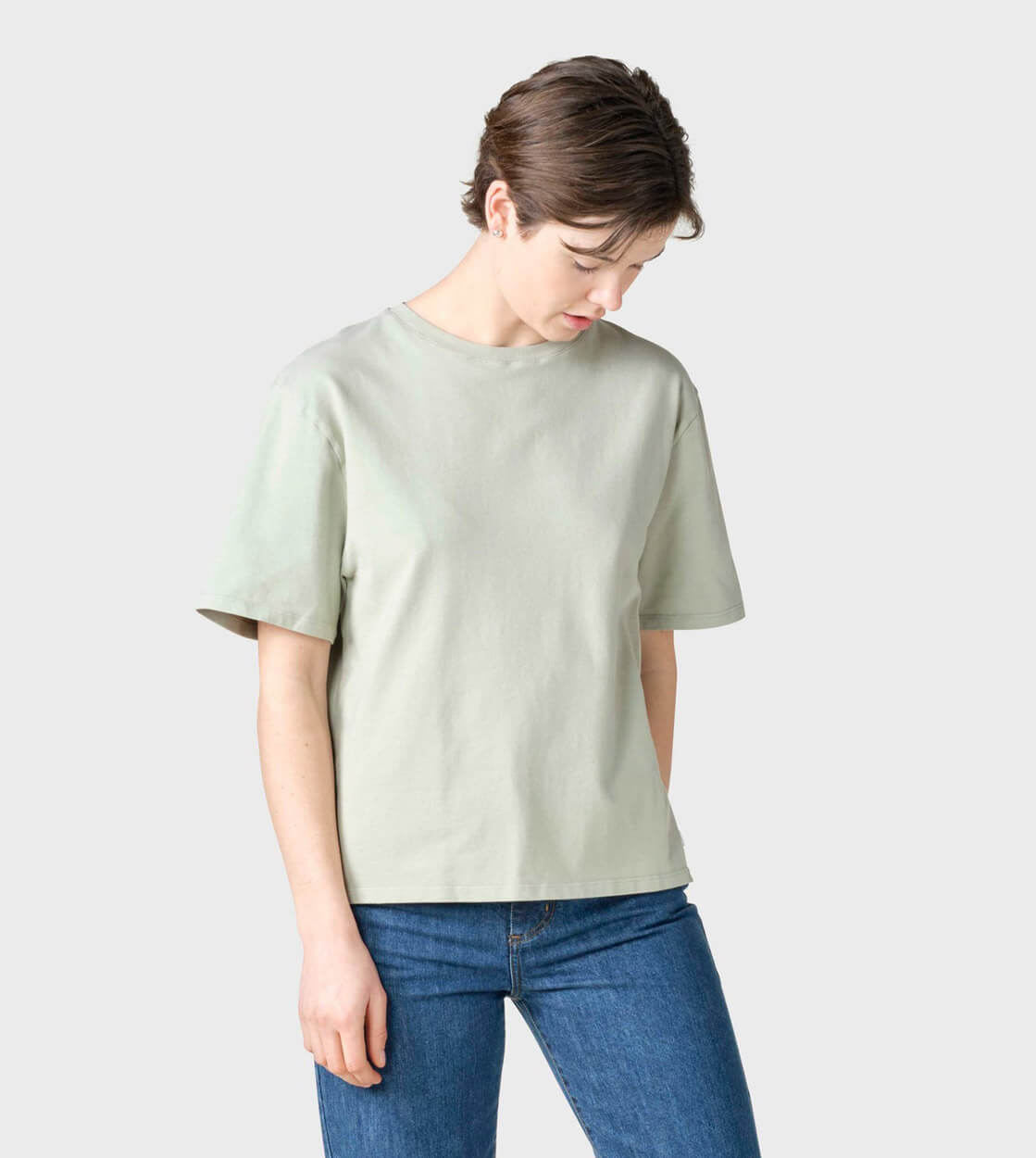 Klitmoller W T-Shirt Boxy green sage