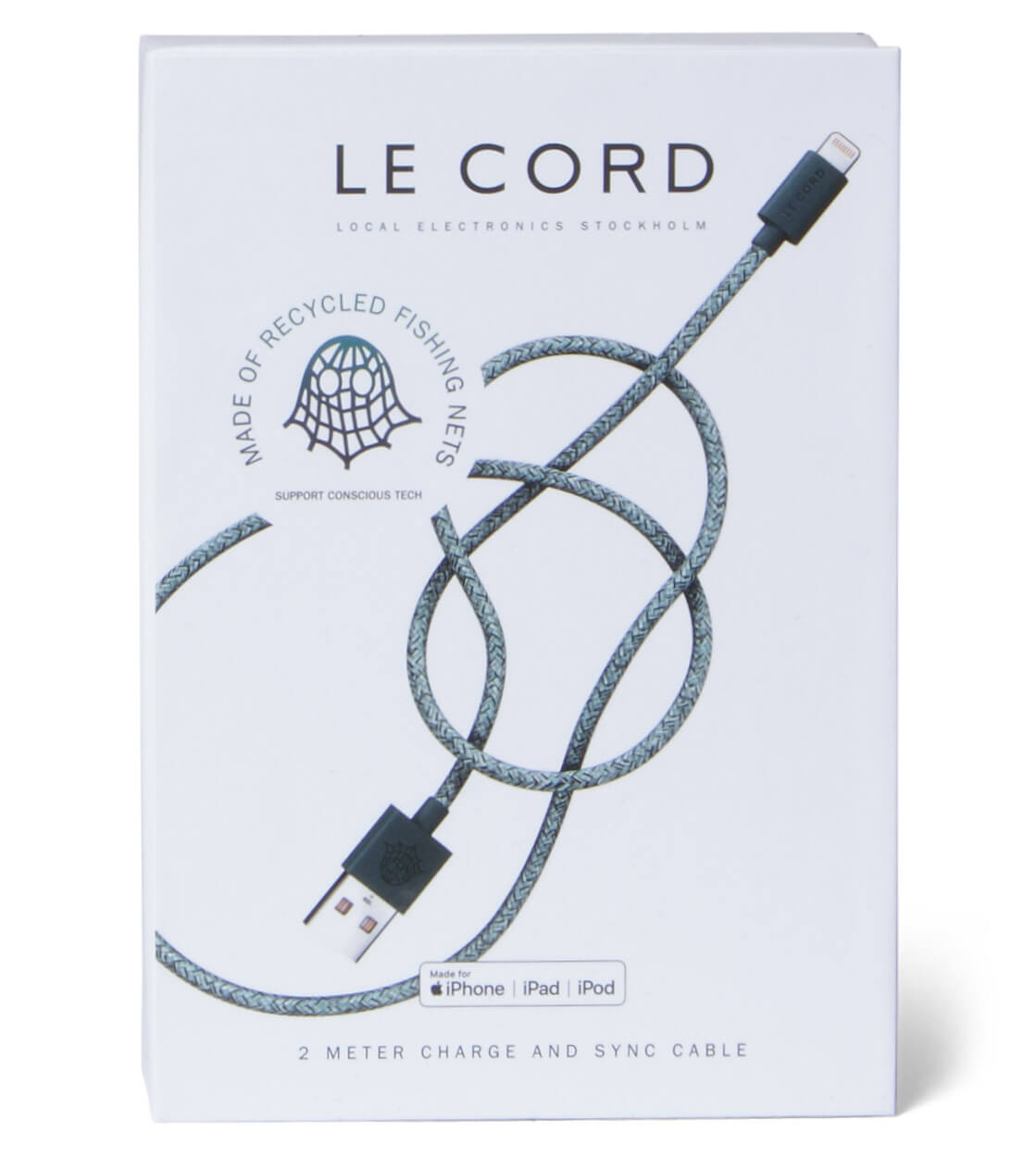 Le Cord Charge and Sync Cable Ghost Net green