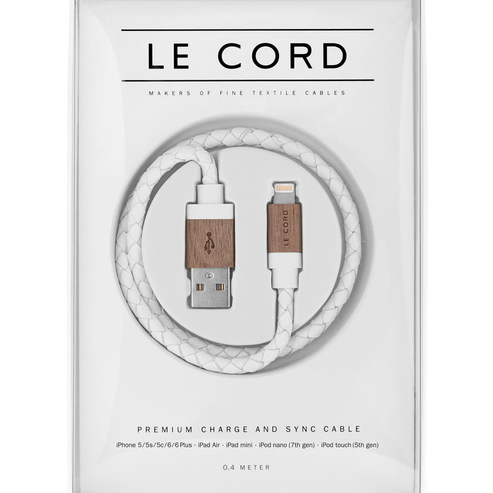 
                      
                        Le Cord Charge and Sync Cable white leather/dark wood
                      
                    